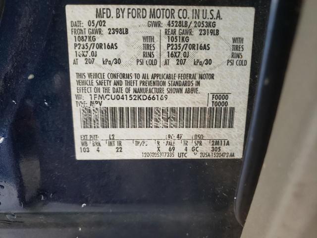Photo 10 from auction – 2002 FORD ESCAPE XLT with VIN 1FMCU04152KD66169