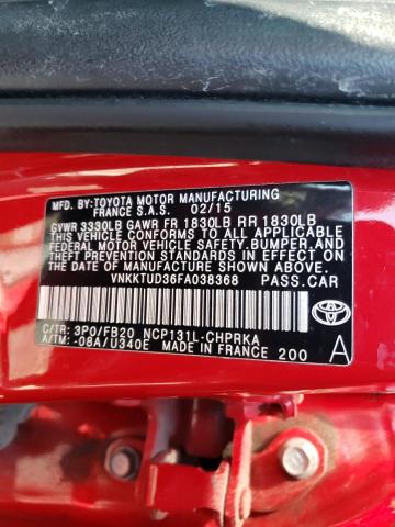 Photo 10 from auction – 2015 TOYOTA YARIS with VIN VNKKTUD36FA038368