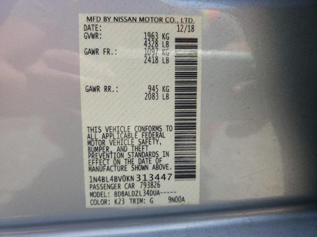Photo 10 from auction – 2019 NISSAN ALTIMA S with VIN 1N4BL4BV0KN313447