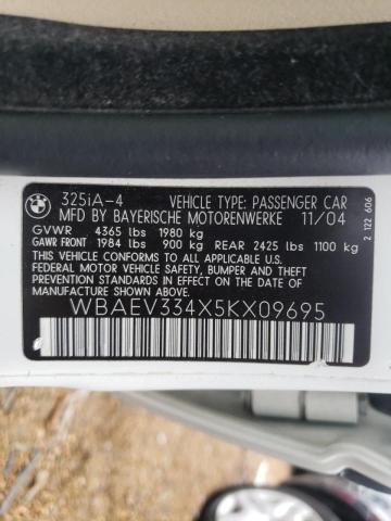 Photo 10 from auction – 2005 BMW 325 I with VIN WBAEV334X5KX09695