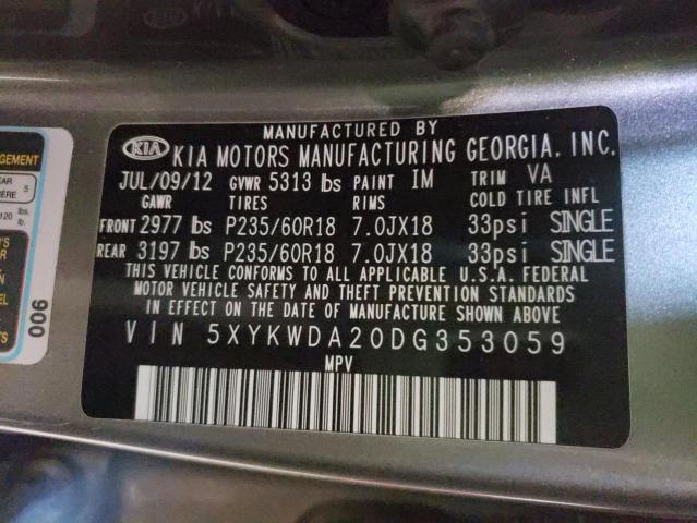 Photo 10 from auction – 2013 KIA SORENTO SX with VIN 5XYKWDA20DG353059