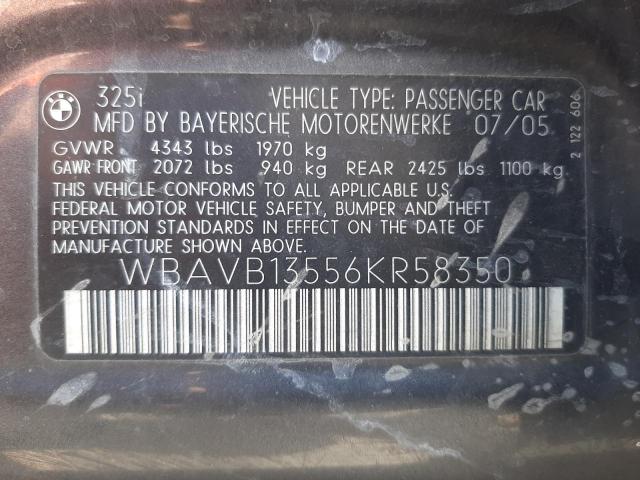 Photo 10 from auction – 2006 BMW 325 I with VIN WBAVB13556KR58350