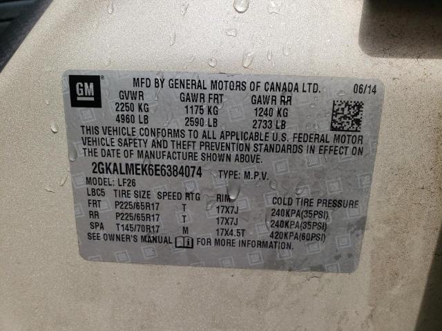 Photo 10 from auction – 2014 GMC TERRAIN SL with VIN 2GKALMEK6E6384074
