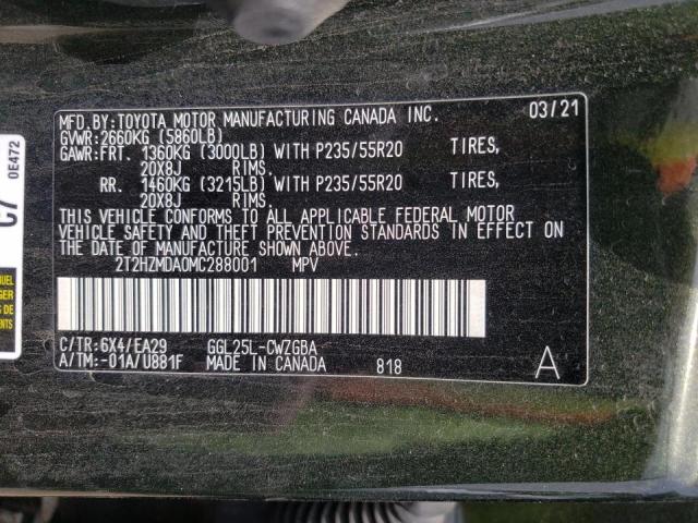 Photo 10 from auction – 2021 LEXUS RX 350 with VIN 2T2HZMDA0MC288001