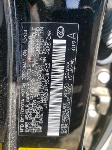 Photo 10 from auction – 2005 LEXUS ES 330 with VIN JTHBA30G355080522