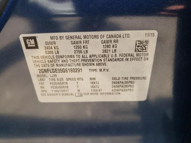 Photo 10 from auction – 2016 CHEVROLET EQUINOX LT with VIN 2GNFLGE35G6180291