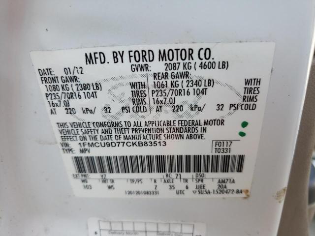 Photo 10 from auction – 2012 FORD ESCAPE XLT with VIN 1FMCU9D77CKB83513
