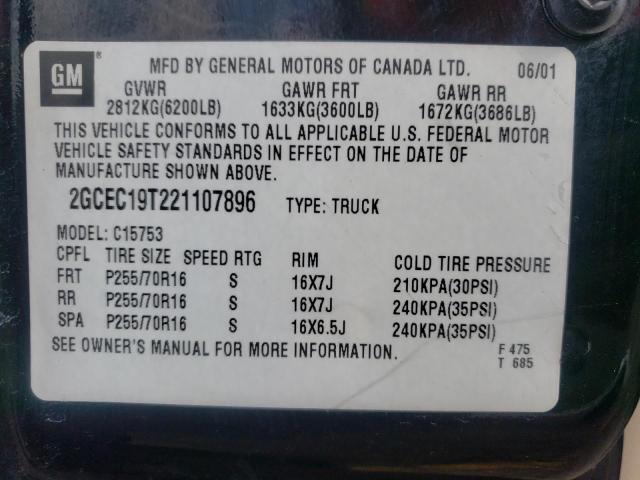 Photo 10 from auction – 2002 CHEVROLET SILVERADO with VIN 2GCEC19T221107896