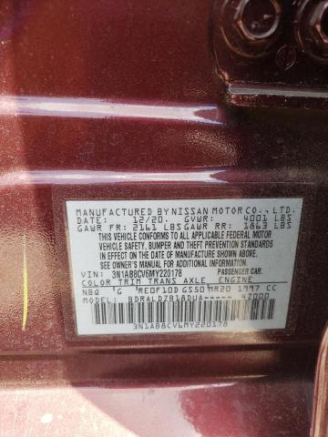 Photo 10 from auction – 2021 NISSAN SENTRA with VIN 3N1AB8CV6MY220178