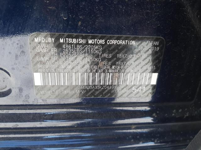 Photo 10 from auction – 2019 MITSUBISHI OUTLANDER with VIN JA4AD3A33KZ043999