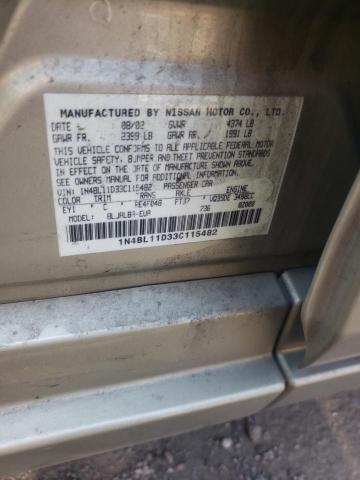 Photo 10 from auction – 2003 NISSAN ALTIMA SE with VIN 1N4BL11D33C115482