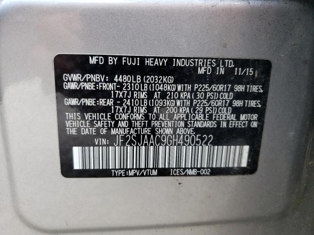 Photo 10 from auction – 2016 SUBARU FORESTER 2 with VIN JF2SJAAC9GH490522