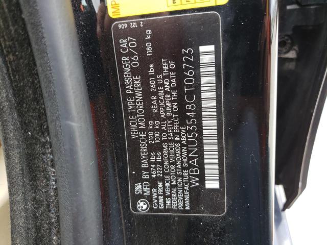 Photo 10 from auction – 2008 BMW 528 I with VIN WBANU53548CT06723
