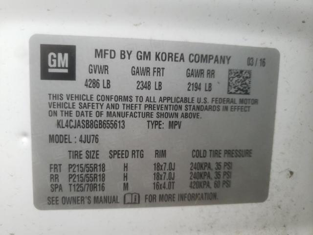 Photo 10 from auction – 2016 BUICK ENCORE with VIN KL4CJASB8GB655613
