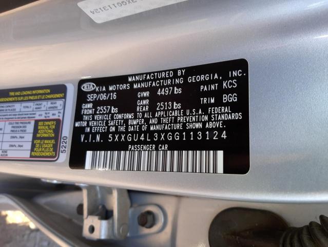 Photo 10 from auction – 2016 KIA OPTIMA EX with VIN 5XXGU4L3XGG113124