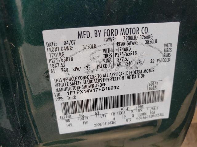 صورة رقم 10 من المزاد - 2007 FORD F150 مع VIN 1FTPX14V17FB18992