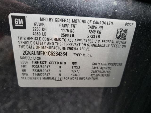 Photo 10 from auction – 2012 GMC TERRAIN SL with VIN 2GKALMEK1C6284364