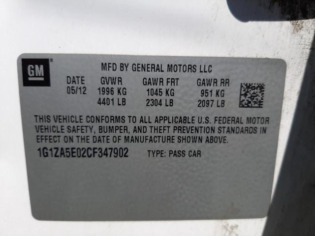 Photo 10 from auction – 2012 CHEVROLET MALIBU LS with VIN 1G1ZA5E02CF347902