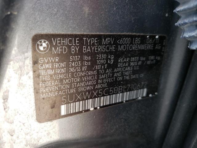 Photo 10 from auction – 2011 BMW X3 XDRIVE2 with VIN 5UXWX5C50BL710672
