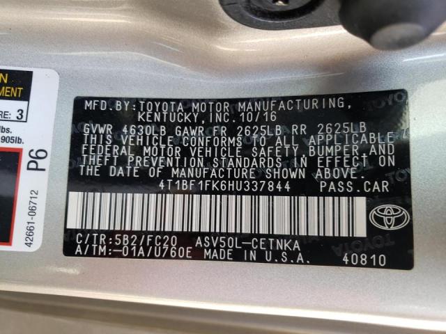 Photo 10 from auction – 2017 TOYOTA CAMRY LE with VIN 4T1BF1FK6HU337844