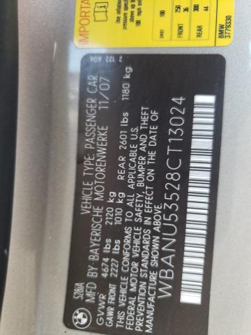Photo 10 from auction – 2008 BMW 528 I with VIN WBANU53528CT13024