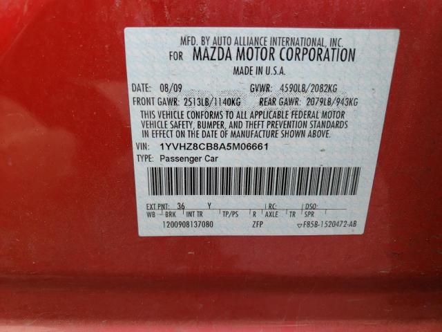 Photo 10 from auction – 2010 MAZDA 6 S with VIN 1YVHZ8CB8A5M06661