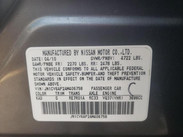 Photo 10 from auction – 2010 INFINITI G37 BASE with VIN JN1CV6AP2AM406758