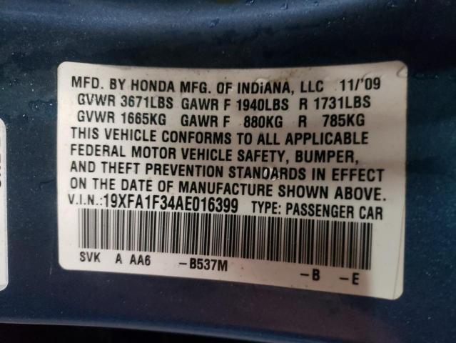 Photo 10 from auction – 2010 HONDA CIVIC VP with VIN 19XFA1F34AE016399