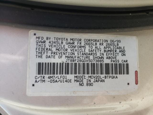 Photo 10 from auction – 1999 LEXUS ES 300 with VIN JT8BF28G0X5073885