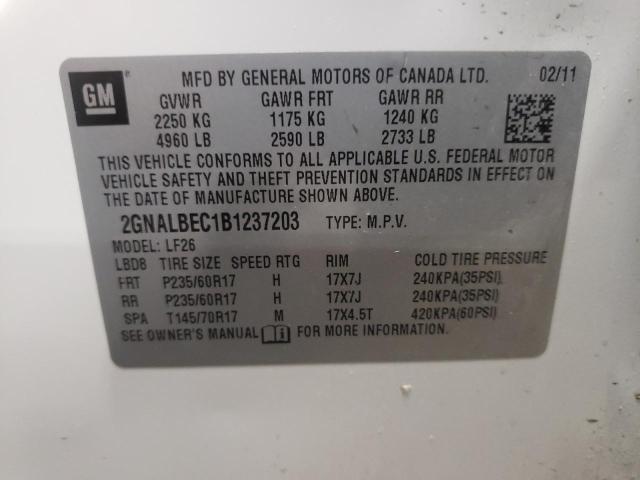 Photo 10 from auction – 2011 CHEVROLET EQUINOX LS with VIN 2GNALBEC1B1237203