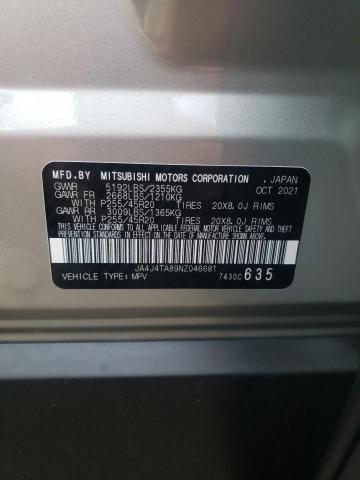 Photo 10 from auction – 2022 MITSUBISHI OUTLANDER with VIN JA4J4TA89NZ046681