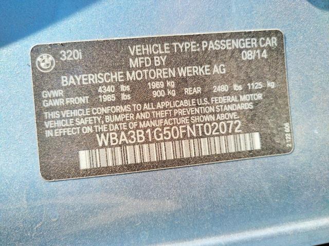 Photo 10 from auction – 2015 BMW 320 I with VIN WBA3B1G50FNT02072