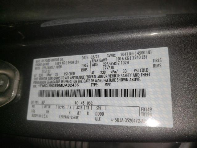 Photo 10 from auction – 2021 FORD ESCAPE SE with VIN 1FMCU9G69MUA02436