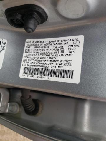 Photo 10 from auction – 2016 HONDA CR-V LX with VIN 2HKRM4H32GH614062