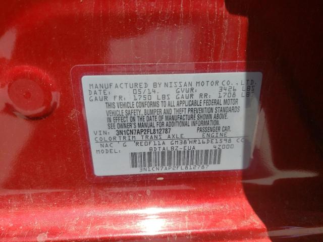 Photo 10 from auction – 2015 NISSAN VERSA S with VIN 3N1CN7AP2FL812787