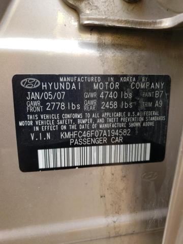 Photo 10 from auction – 2007 HYUNDAI AZERA SE with VIN KMHFC46F07A194582
