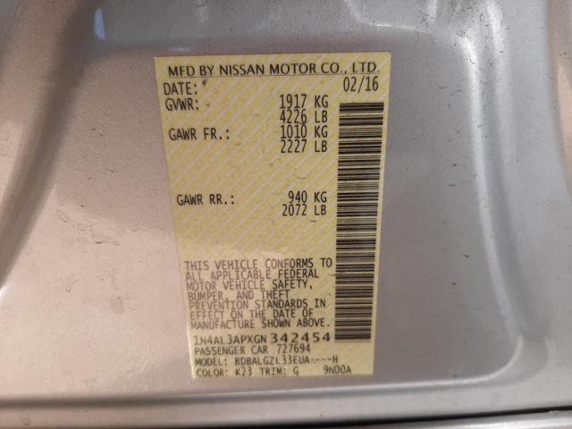 Photo 10 from auction – 2016 NISSAN ALTIMA 2.5 with VIN 1N4AL3APXGN342454