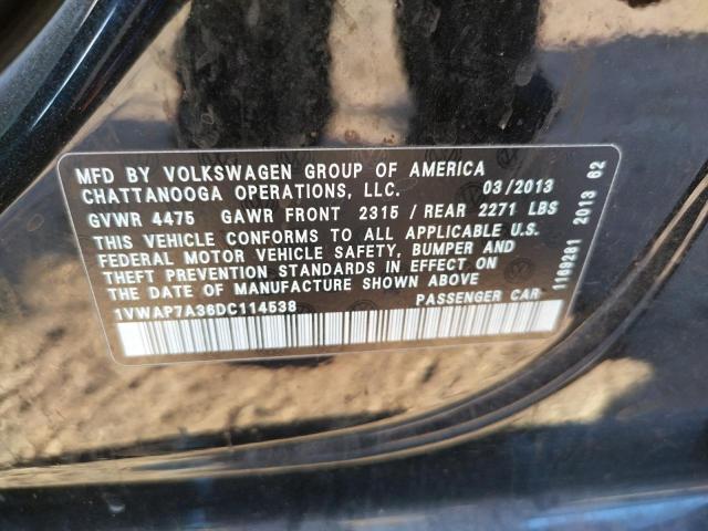 Photo 10 from auction – 2013 VOLKSWAGEN PASSAT S with VIN 1VWAP7A36DC114538