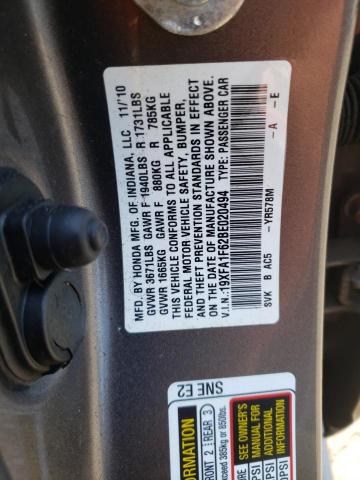 Photo 10 from auction – 2011 HONDA CIVIC LX-S with VIN 19XFA1F62BE020494