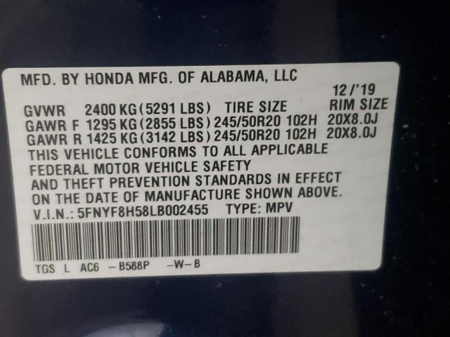 Photo 10 from auction – 2020 HONDA PASSPORT E with VIN 5FNYF8H58LB002455