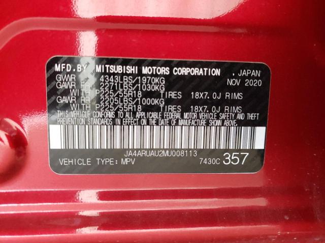 Photo 10 from auction – 2021 MITSUBISHI OUTLANDER with VIN JA4ARUAU2MU008113