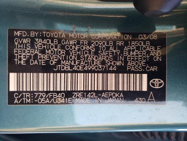 Zdjęcie 10 z aukcji – 2009 TOYOTA COROLLA z VIN JTDBL40E499037144