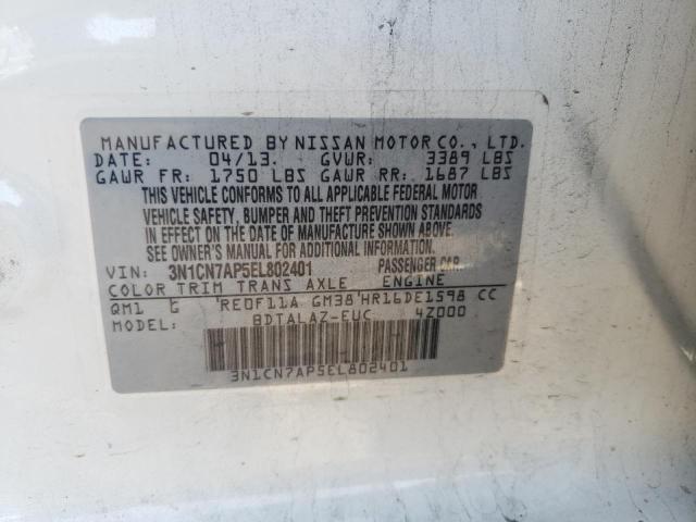 Photo 10 from auction – 2014 NISSAN VERSA S with VIN 3N1CN7AP5EL802401
