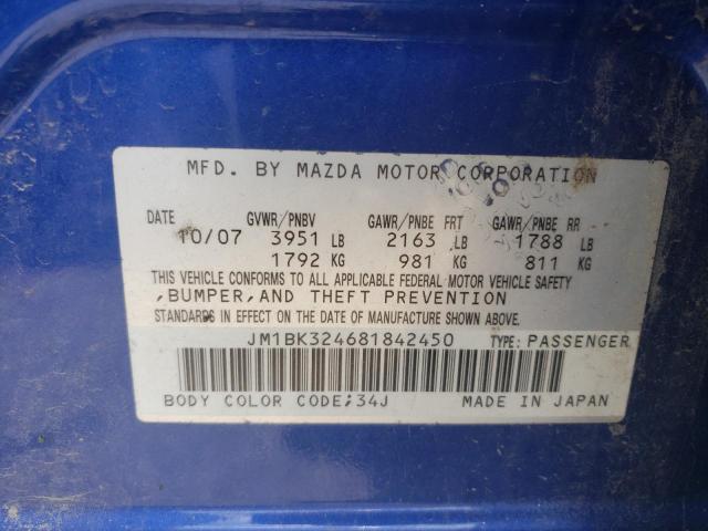 Photo 10 from auction – 2008 MAZDA 3 S with VIN JM1BK324681842450