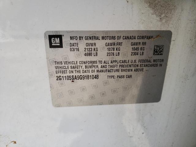Photo 10 from auction – 2016 CHEVROLET IMPALA LT with VIN 2G1105SA9G9181048
