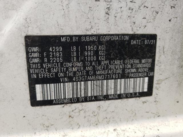 Photo 10 from auction – 2021 SUBARU IMPREZA SP with VIN 4S3GTAM66M3717601