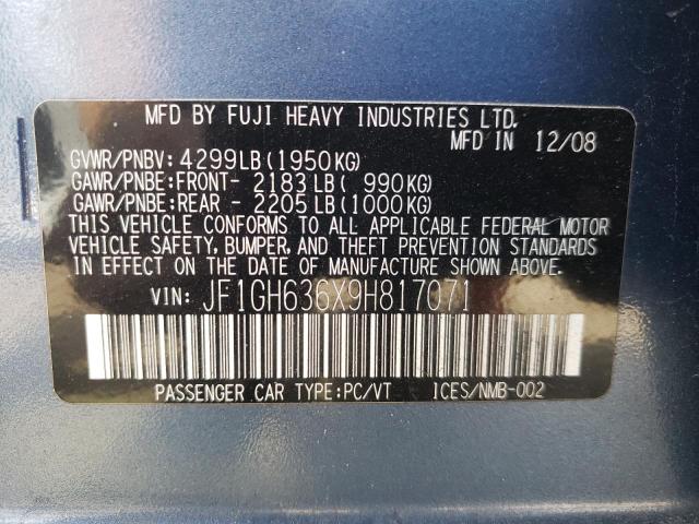 Photo 10 from auction – 2009 SUBARU IMPREZA OU with VIN JF1GH636X9H817071