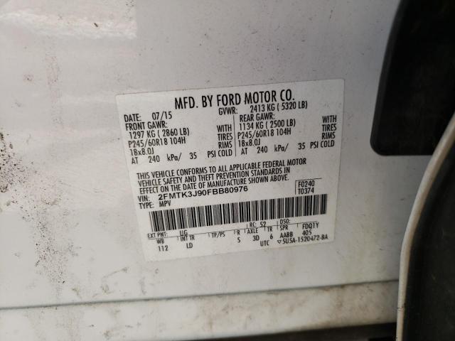 Photo 10 from auction – 2015 FORD EDGE SEL with VIN 2FMTK3J90FBB80976