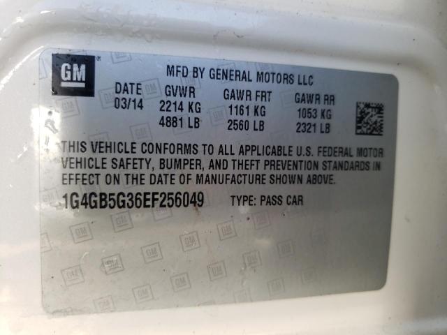 Photo 10 from auction – 2014 BUICK LACROSSE with VIN 1G4GB5G36EF256049