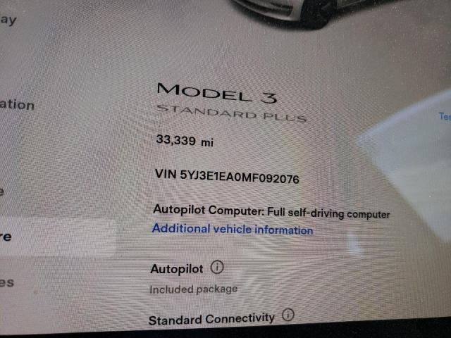 Photo 8 from auction – 2021 TESLA MODEL 3 with VIN 5YJ3E1EA0MF092076